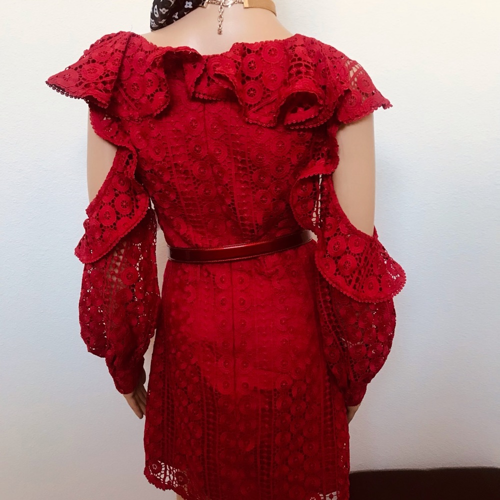 Stunning Alexis S deep red lace dress new - Picture 6 of 14